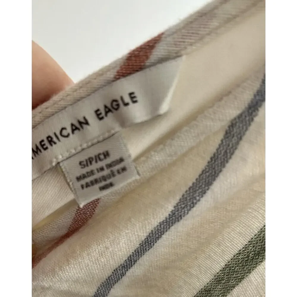 American Eagle Linen Coastal Striped Jumpsuit S Oversized  Baggy Boho